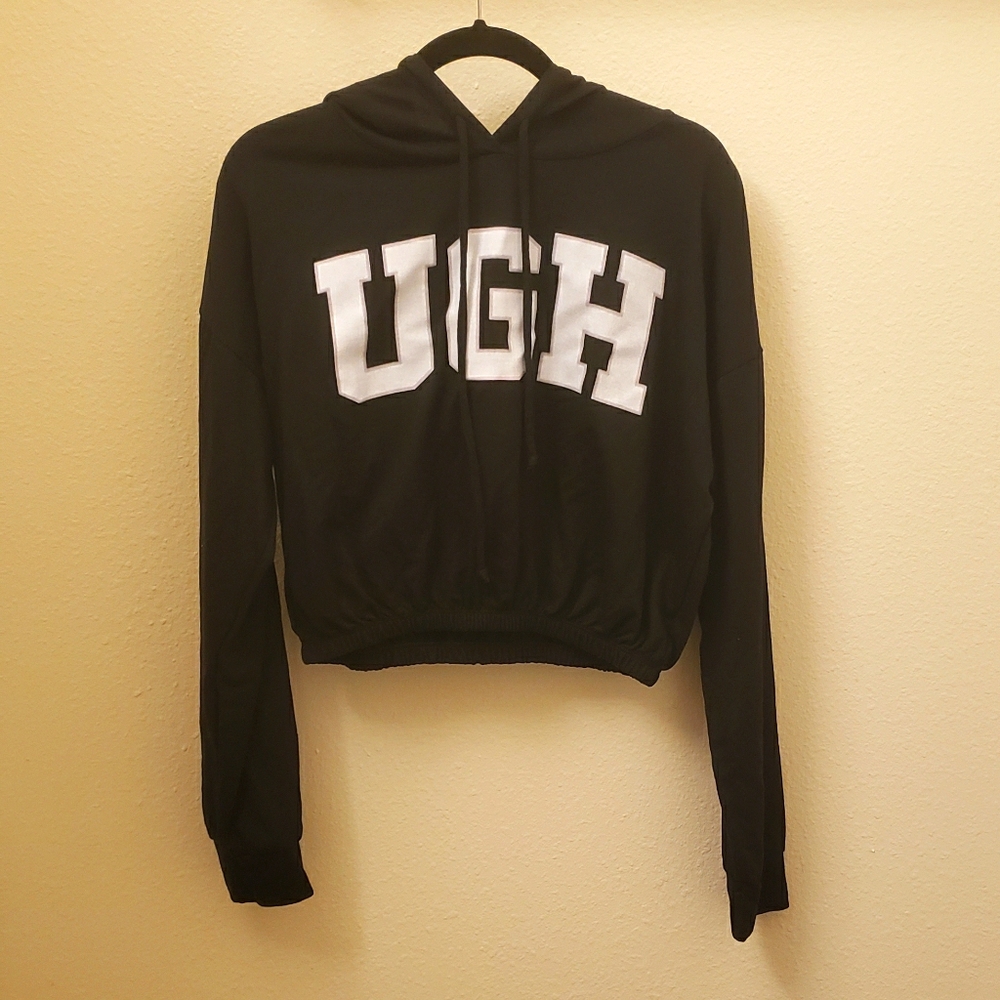 "UGH" Graphic Crop Hoodie